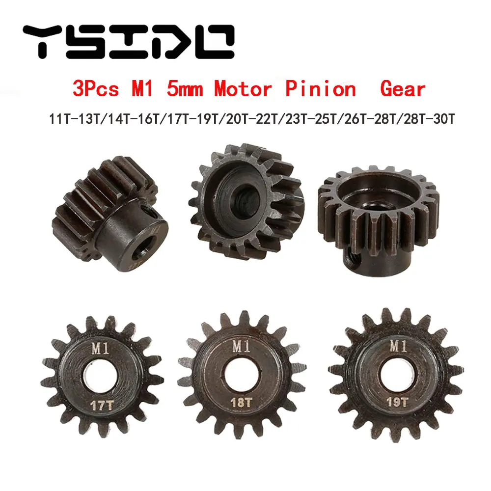 

3Pcs M1 5mm 11T-13T/14T-16T/17T-19T/20T-22T/23T-25T/26T-28T/28T-30T Pinion Motor Gear for 1/8 1/5 RC Buggy Car Monster Truck