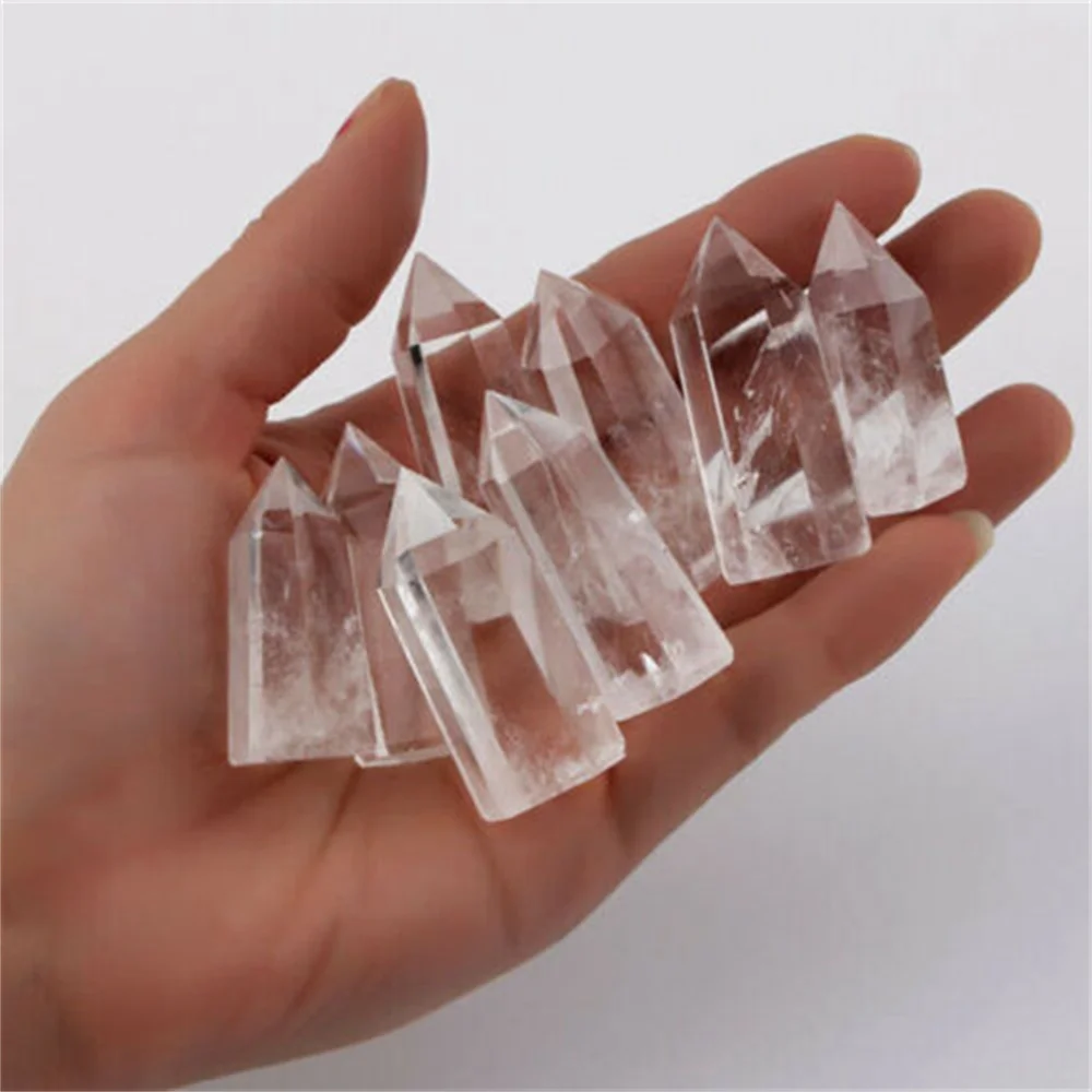 30-40mm Natural Clear Quartz Crystal Wand Point Obelisk Rock Energy Healing Crystals Column FengShui Home Decor Ornaments