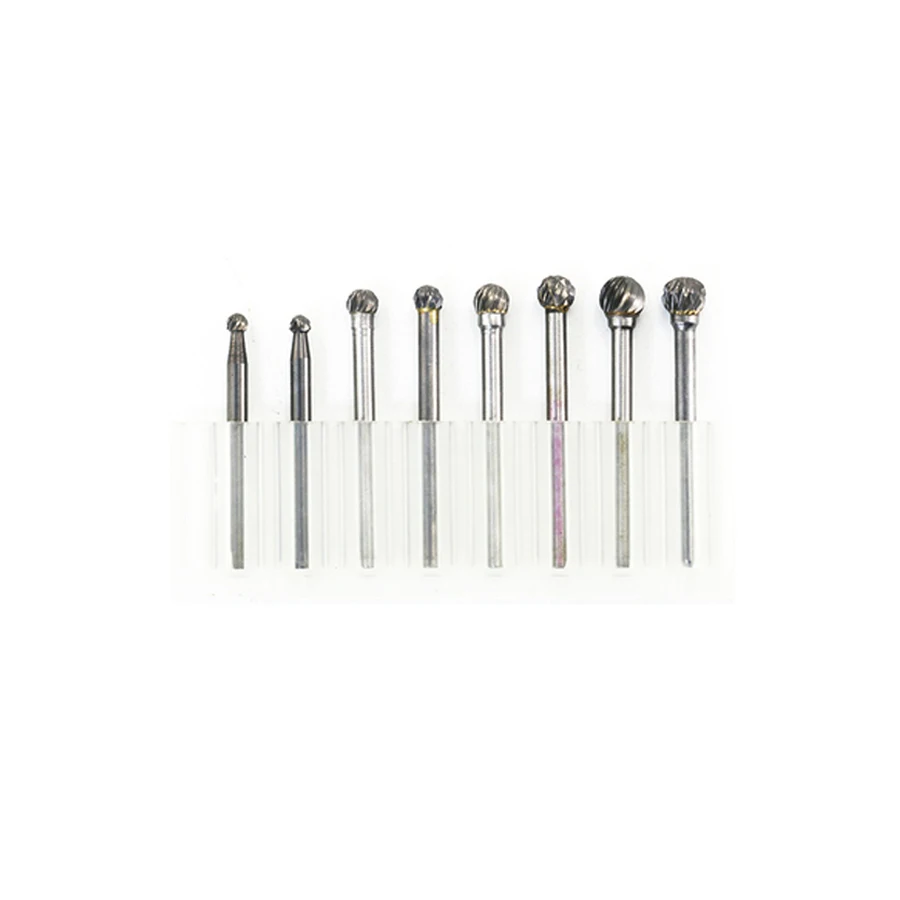 Carbide 3mm D Type Rotary File Tungsten Steel Milling Cutter Metal Grinding Head Round Spherical Cutter Rasp D0605M03 D2/3/4/5/8