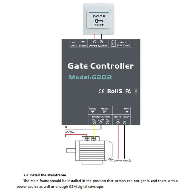 G202 GSM 2G 4G Gate Opener for Automatic swing gate opener Free Call Remote Relay Switch for Light/Lamp/LED Timer Switch