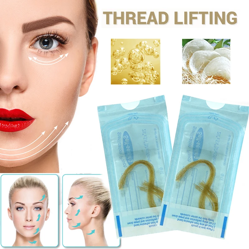 Face Line Carved Gold Collagen Protein Line Thread Absorble Thread No Neddle Anti Aging Face Lifting Skin Care