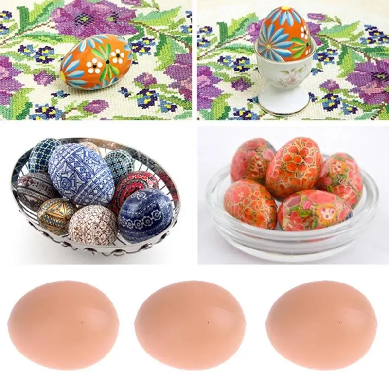 5PCS Fake Chicken Eggs Creative Simulation Painted DIY Graffiti Egg Model Easter Holiday Gift