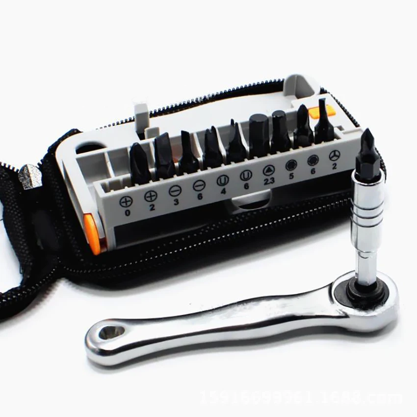 Set Kunci Pas Ratchet Bongkar, Alat Reparasi Sepeda Obeng Phillips Multifungsi Mini Portabel