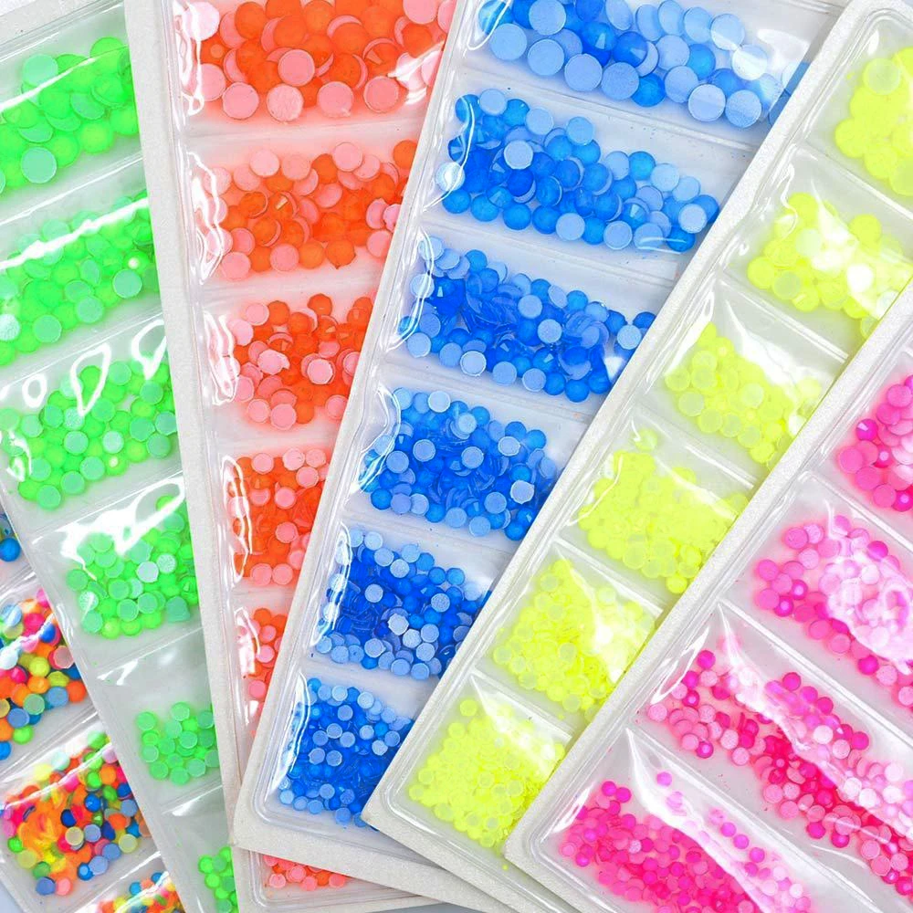 ss6-ss20 Mixed Size Luminous Neon Non Hotfix Rhinestone Flatback Fluorescent Rhinestones Crystal Glue On Flash 3D Nails Art