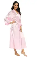Women Silk Satin Long Wedding Bride Bridesmaid Robe Kimono Robe Feminino Bath Robe Large Size XXXL Peignoir Femme Sexy Bathrobe - Image 4