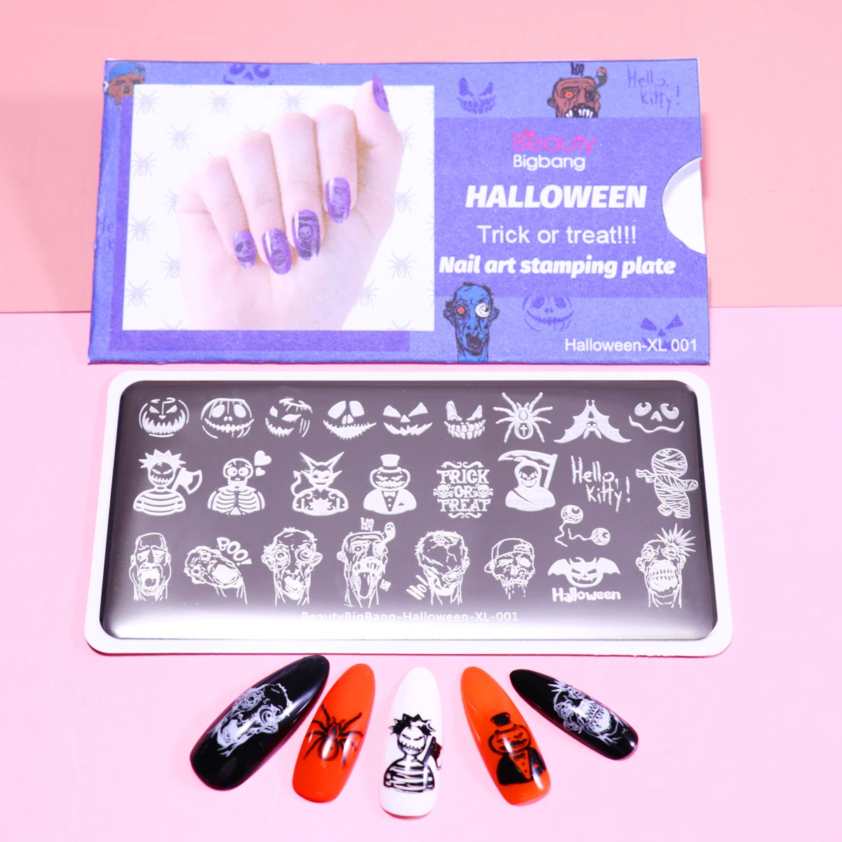 BeautyBigBang Halloween XL-001 Stamping Plates Devil Pumpkin Zombies Image Stainless Steel Stencil Nail Art Stamp Template