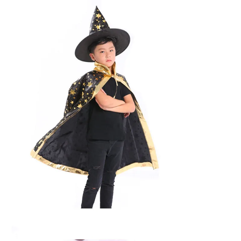 Robe et chapeau de sorcière pour enfants, tenue de fête, Festival, Halloween, Cosplay, accessoires