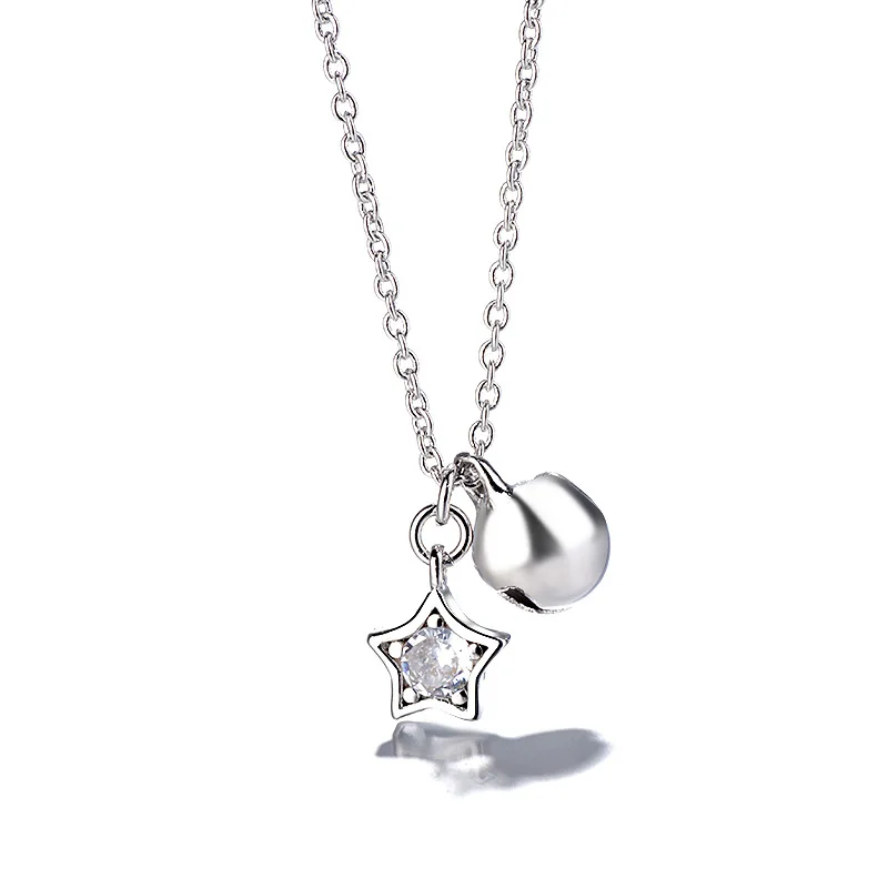 New Original Fasion Star Silver Color Jewellery Crystals Temperament Bell Hollow Necklace For Women Female Party Gift