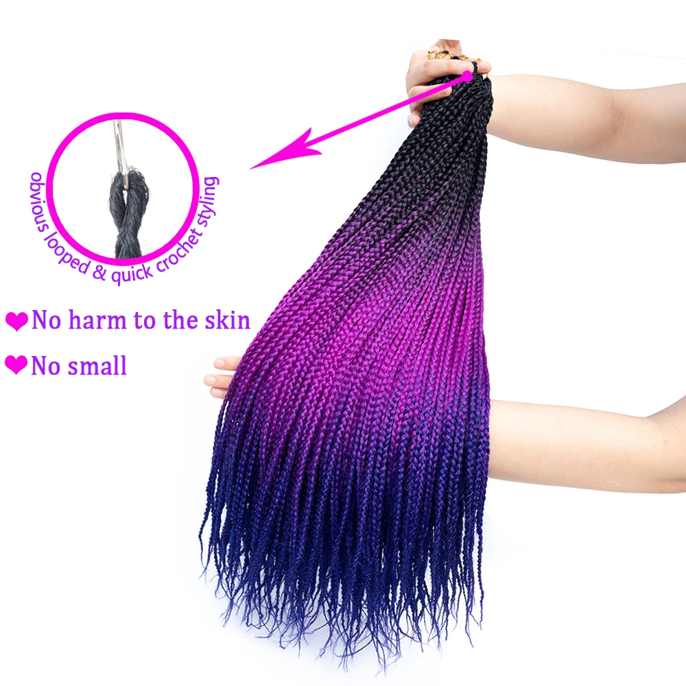 19 Color Crochet Hair Ombre Box Braids 24 Inch Zizi Braiding Hair Pre Stretched Kanekalon Synthetic Hair Extension For Braids