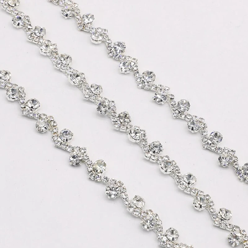 

10Yards Bling Diamante Diamond Trim Ribbon Rhinestone Chain Crystal Gem Sparkle Wedding Bridal Accessories Sash Belt DIY Crafts