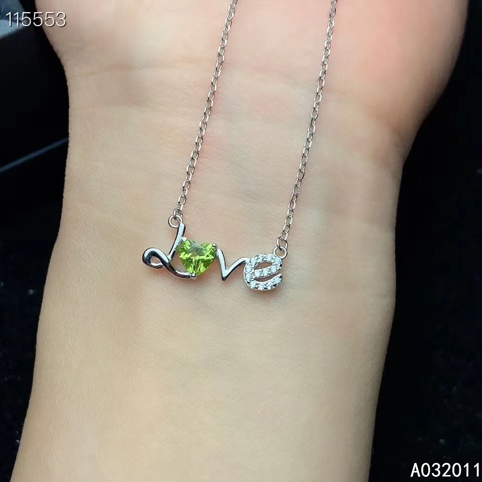 

KJJEAXCMY Fine Jewelry 925 Sterling Silver inlaid Natural Peridot Female Miss Girl Woman Pendant Necklace lovely