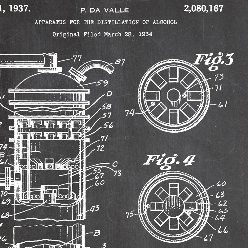 Device for Distillation of Alcohol Patent Poster Prints Whiskey Making Science Wall Decor Vintage Blueprint Canvas Painting Gift