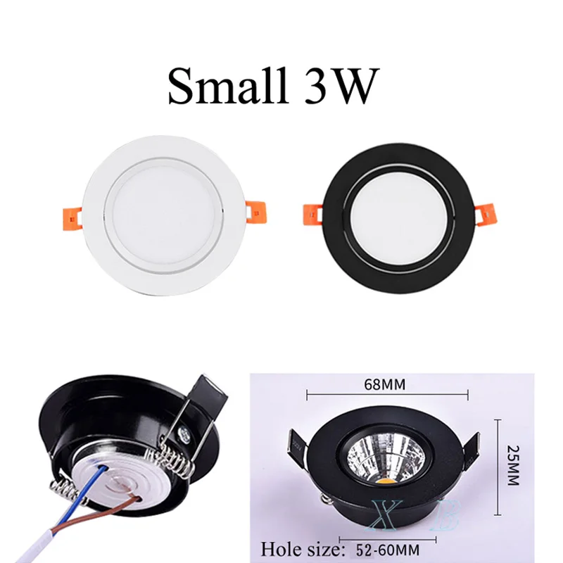 Oprawa sufitowa LED COB możliwość przyciemniania AC110V 220V 3W 5W 7W 9W 12W 15W wpuszczane Led reflektor sufitowy żarówki oświetlenie wewnętrzne