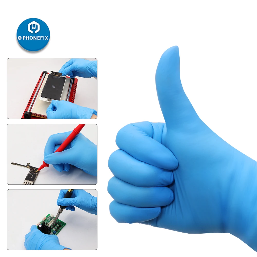 10 Stks/set Nitril Handschoenen Elektronische Industriële Werk Waterdichte Allergievrij Wegwerp Handschoenen Voor Mobiele Telefoon Moederbord Reparatie