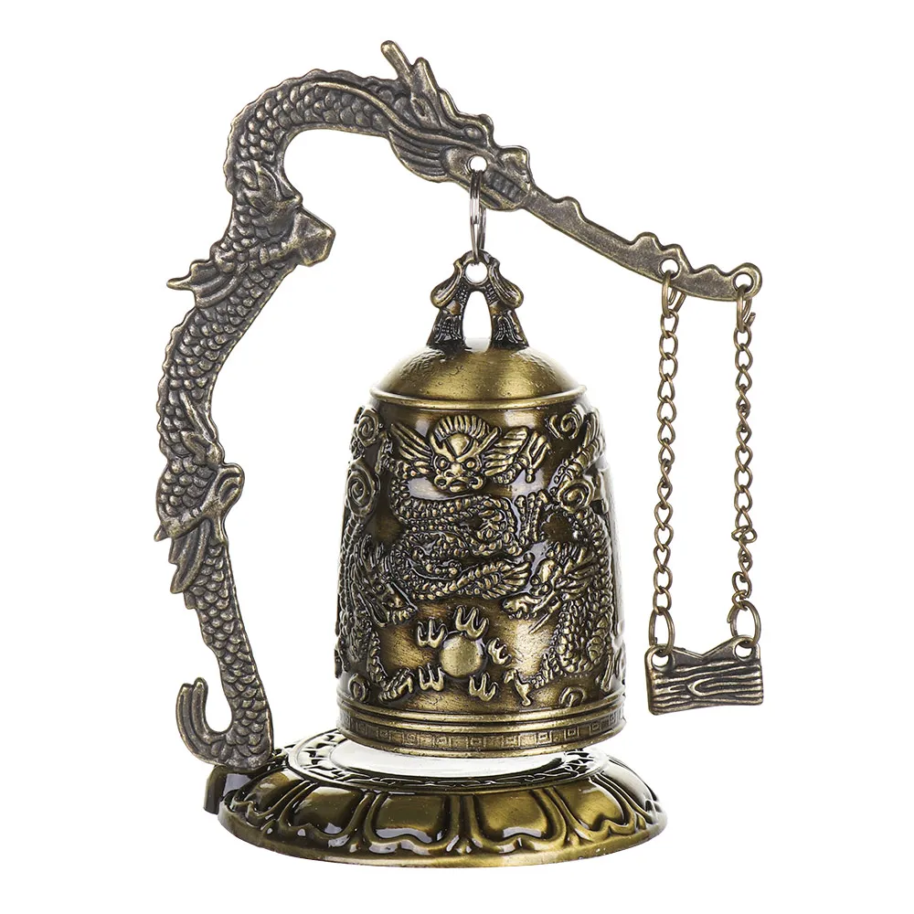 7*12cm Metal Copper Dragon Bell Carved Statues Clock Temple Brass Lotus Buddha Hot Sale Home Decor Buddhism Arts Crafts