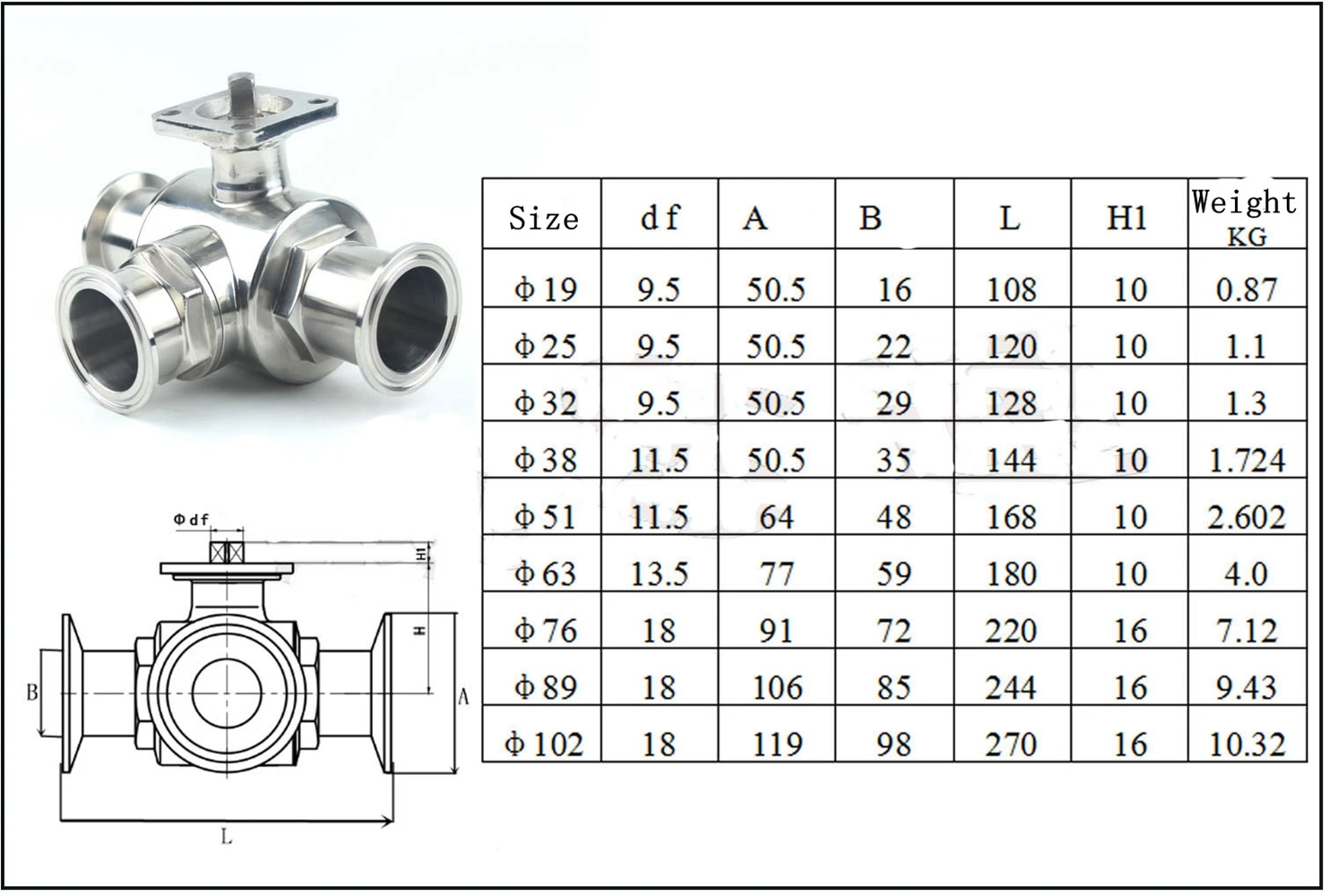 Fit Tube OD 38mm Tri Clamp 1.5