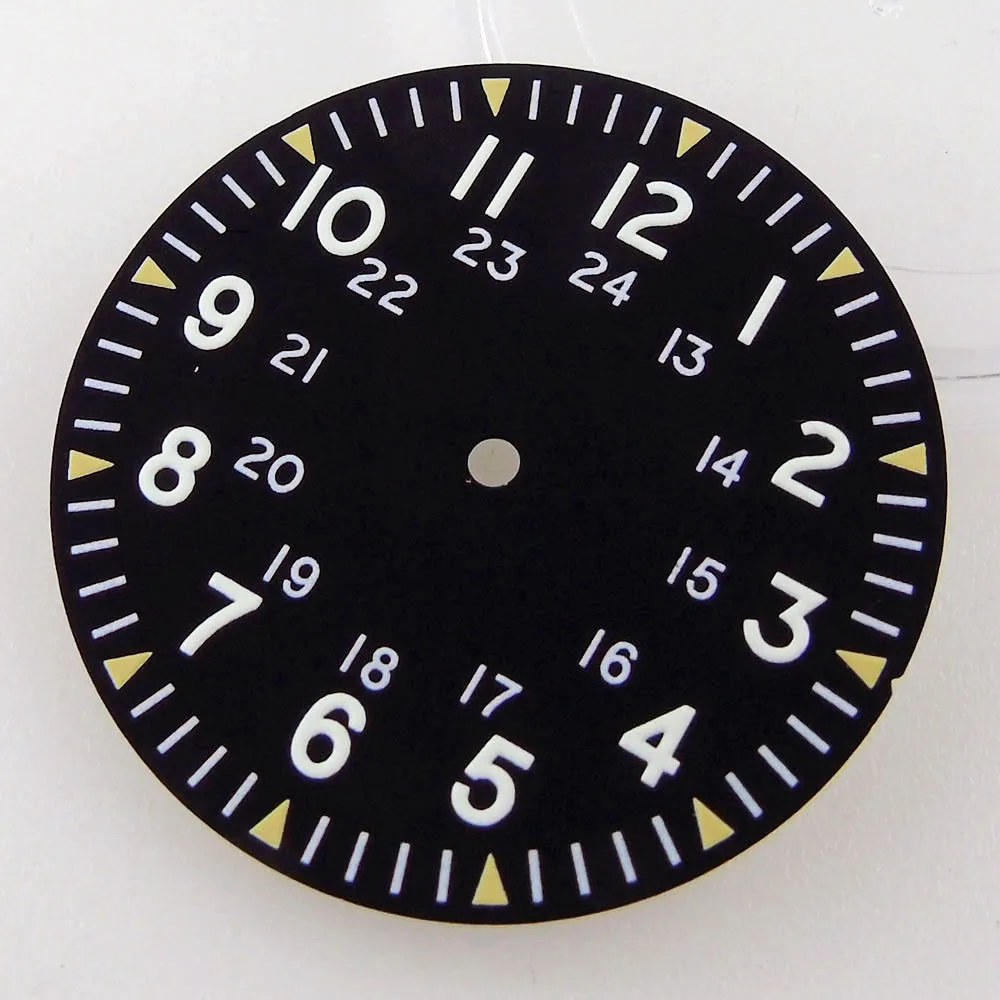 33,6mm schwarzes Zifferblatt Armbanduhr Gesichter Zeiger passen für nh35 nh36 eta pt5000 st2130 leuchtend