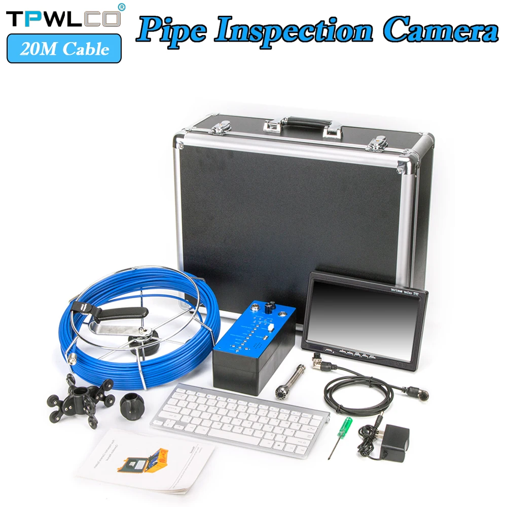 

25mm Pipe Camera 7inch Screen Duct Drain Inspection Video Camera 12V 4500mah 20M Hard Cable Sewer Endoscope Borescope