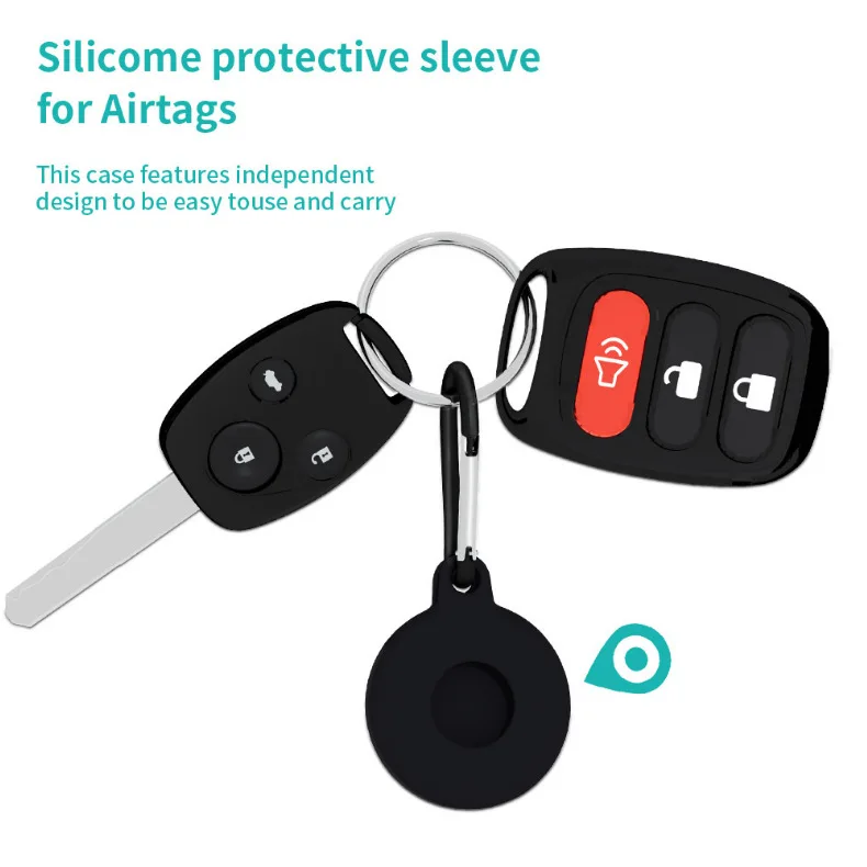 실리콘 AirTag 케이스 보호 커버 애플 로케이터 트래커 안티-분실 장치 수호자 홀더 맞는 AirTag 스마트 키 체인