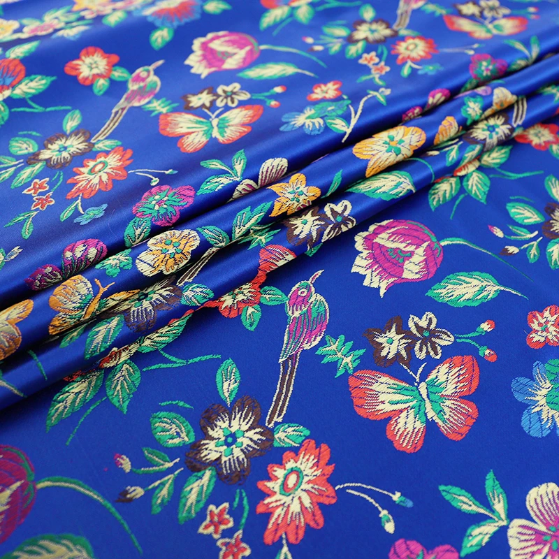 Imitation silk brocade jacquard pattern fabrics designer patchwork for sewing cheongsam kimono satin garment material