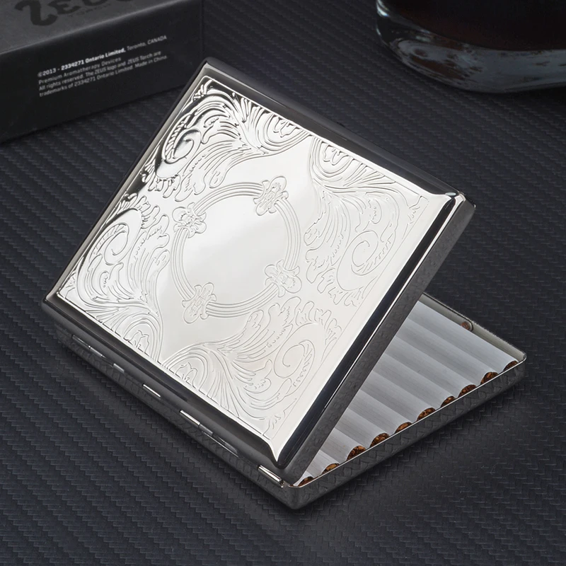 Automatic Metal Cigarette Case for Men, Tobacco Box, Smoking Accessory on Sale, 84mm, Stainless Steel Cigarette Holder, 20Pcs