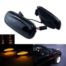 ANGRONG 1 Pair For Land Rover Defender 90 Discovery 2 Amber Dynamic LED Side Marker Indicator Repeater Light Black Lens