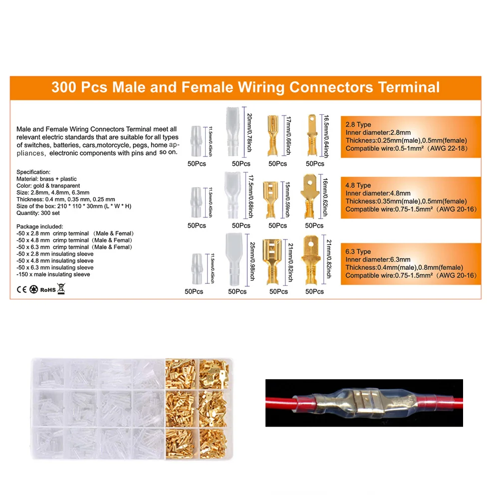 Crimping Plier Wire Crimper Male/Female Spade Bullet Connectors Terminals With Insulated Sleeves Wire Terminal Crimping Tool Kit