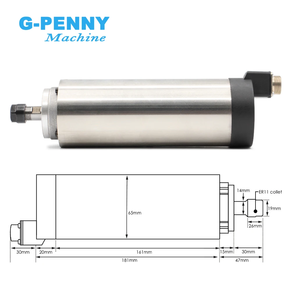 Imagem -02 - G-penny 110v 220v 800w Er11 Refrigerado a ar do Motor do Eixo Rolamentos Precisão 0.01 & 1.5kw hy Vfd Inversor & Suporte de Alumínio 65 mm