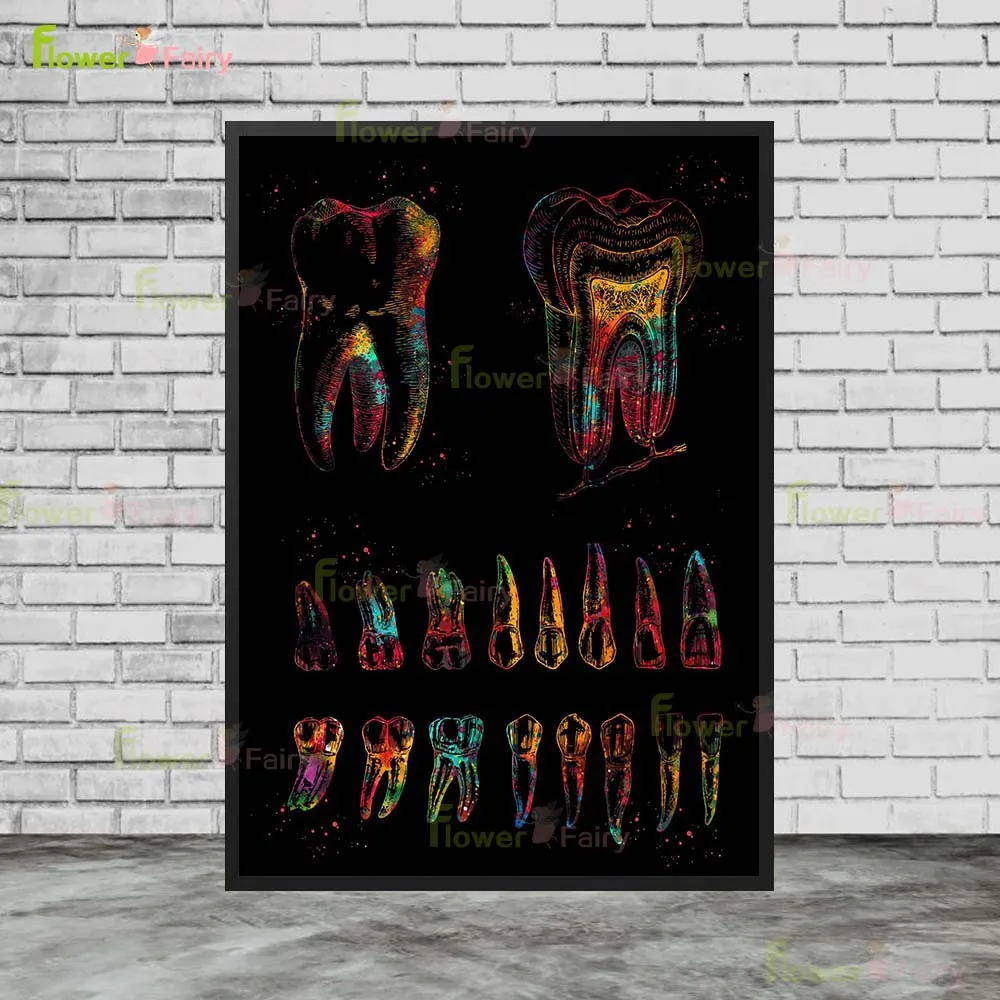 Dentistry Dentist Teeth Nordic Poster Orthodontic Colorful Tooth Wall Art Canvas Painting Wall Pictures For Living Room Unframed