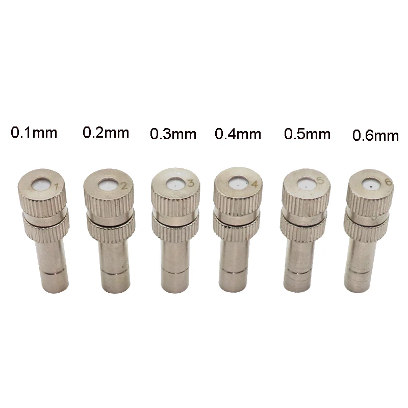 (50 Pieces/Lot) 6mm Low Pressure 0.1-0.5mm Stainless Steel Fog Misting Nozzles Connectors Garden Water Irrigation Sprinkler