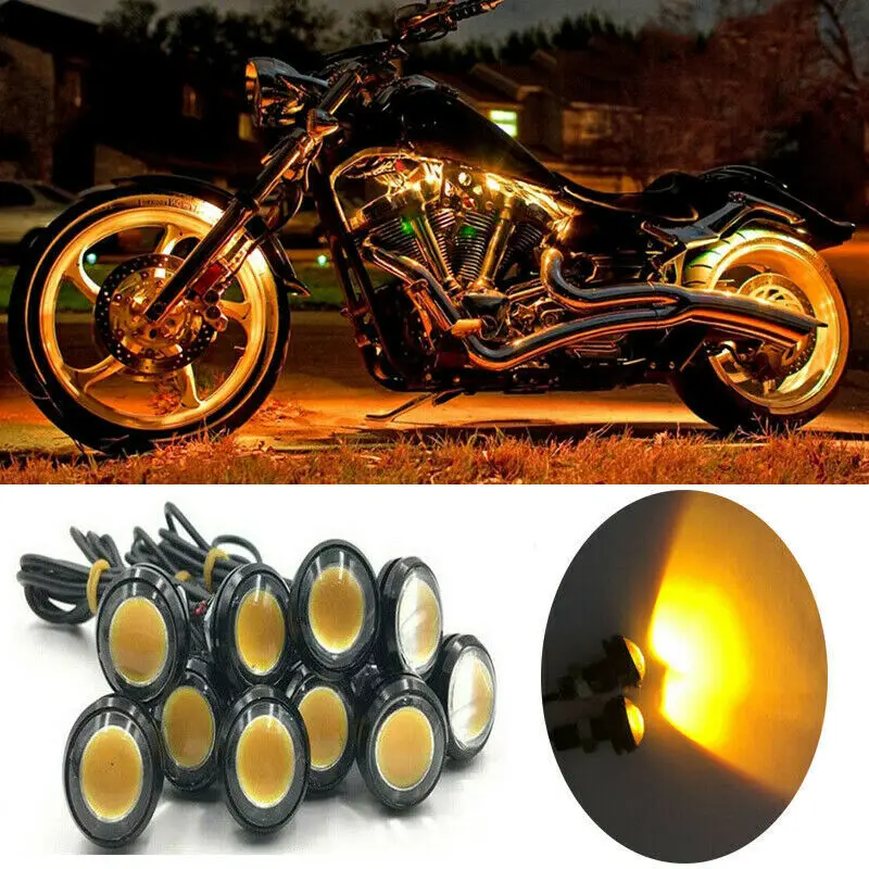 

10pcs LED Black DOME Motorcycle-Chopper-Bobber Turn Signal Lights Small Amber White Blue Red Green