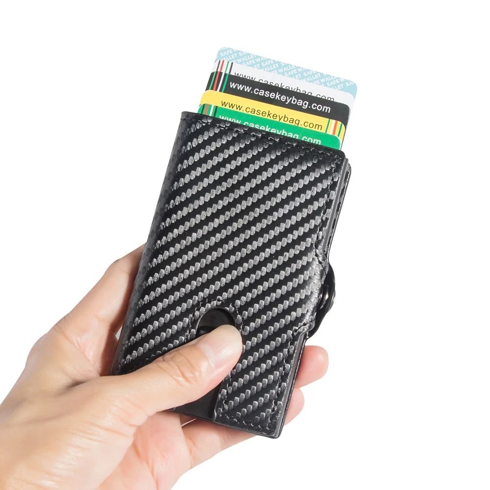 Minimalist Carbon Fiber Slim Wallet  Anti Rfid Credit Card Holders Case Men Leather Business Bank Cardholder