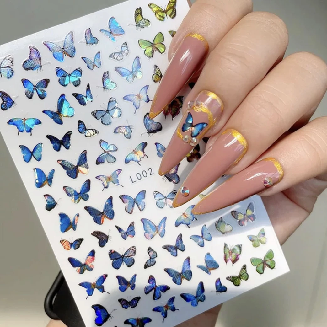 Farfalla unghie Art Sticker Manicure indietro colla decalcomania decorazioni Design fiori di frutta adesivo per unghie per unghie consigli bellezza