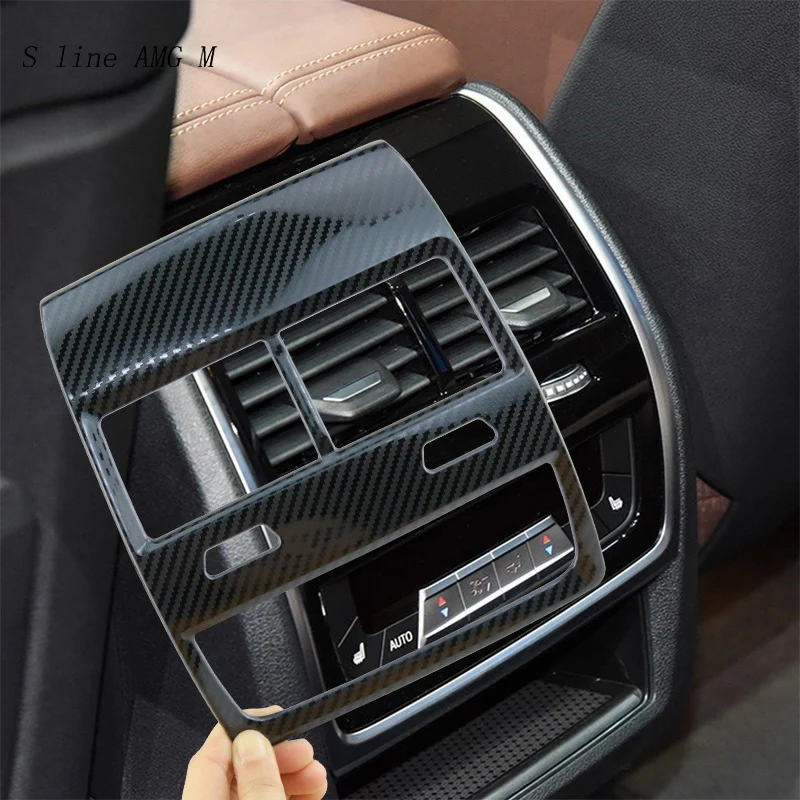 Car styling for BMW X5 G05 Carbon fiber Rear air conditioning vent stainless steel frame outlet trim Covers stickers Accessories