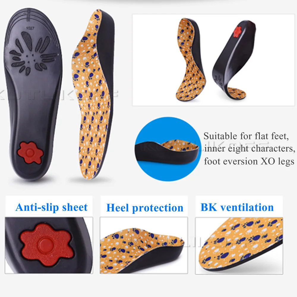 KOTLIKOFF Kids Corrective Insole Flat Feet Hard Arch Support Insoles Orthotic O/X Leg Foot Valgus Orthopedic Shoe Sole Inserts