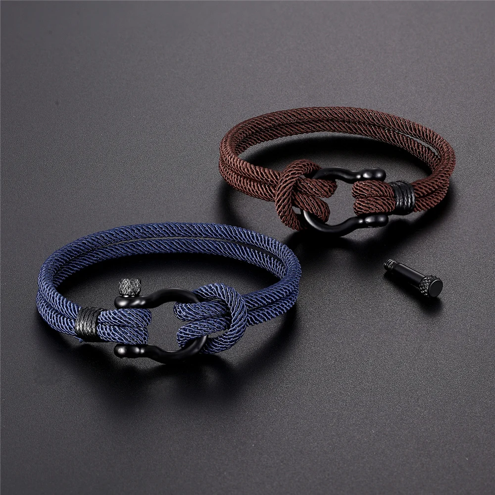 New Army Camping Survival Rope Men Bracelet Ladies Horseshoe Buckle Stainless Steel Milan Rope Bracelet Christmas Preferred Gift