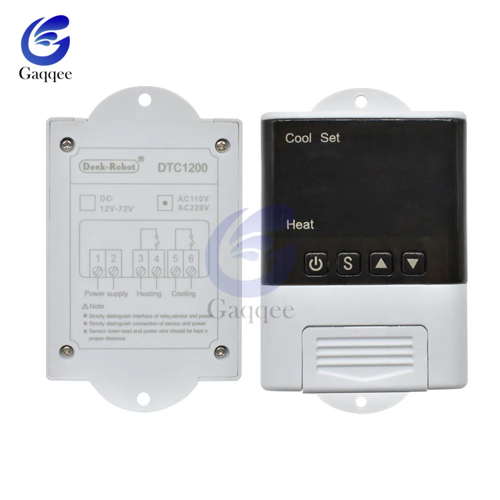 AC 110V 220V DTC-1200 Digital Thermostat Temperature Controller Sensor Heating Cooling For Aquarium Incubator Replace STC-1000