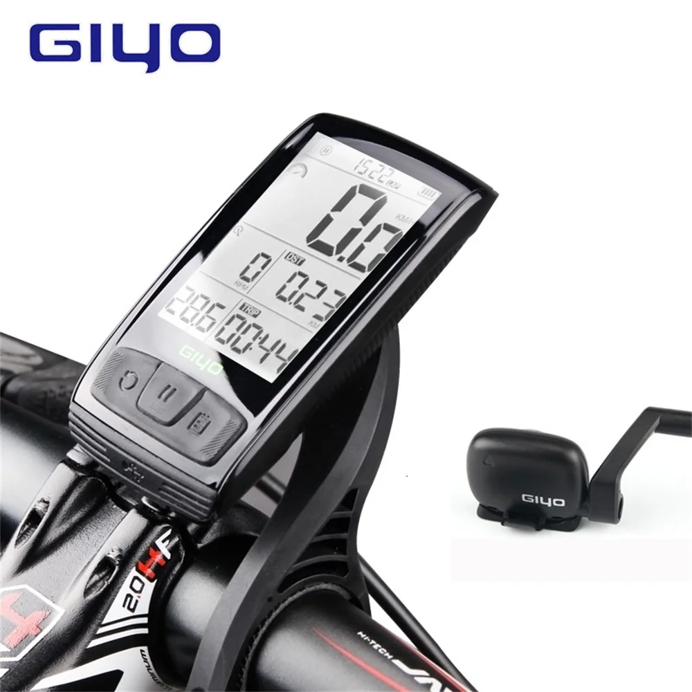 GIYO-Wireless Bicycle Computer with Bicycle Mount Holder,Speedometer Cadence Sensor, Waterproof Cycling Stopwatch, Bluetooth 4.0