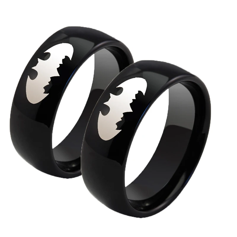 

Hot Sales 8MM Plating Black Bat Pattern MenTungsten Carbide Ring For Wedding Ring Men's Anniversary Gift Jewelry Accessories