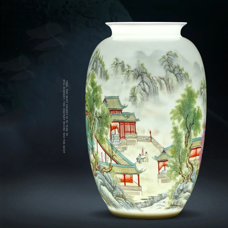 

Vase Jingdezhen Ceramics Traditional Chinese Vases Pastel Landscape For Living Room Home Flower Arrangement Decoration Ornaments