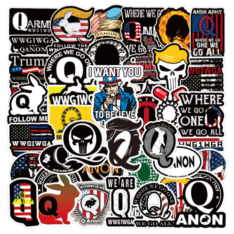 10/30/50Pcs  Trump Qanon  Graffiti Waterproof Skateboard Travel Suitcase Phone Laptop Luggage Stickers DIY Kids Girl Toys