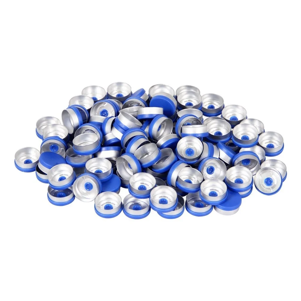 Viales de vidrio ámbar con tapa abatible de plástico y aluminio y tapones de goma, paquete de 100, de 20mm de fondo plano frasco de laboratorio, 10ml
