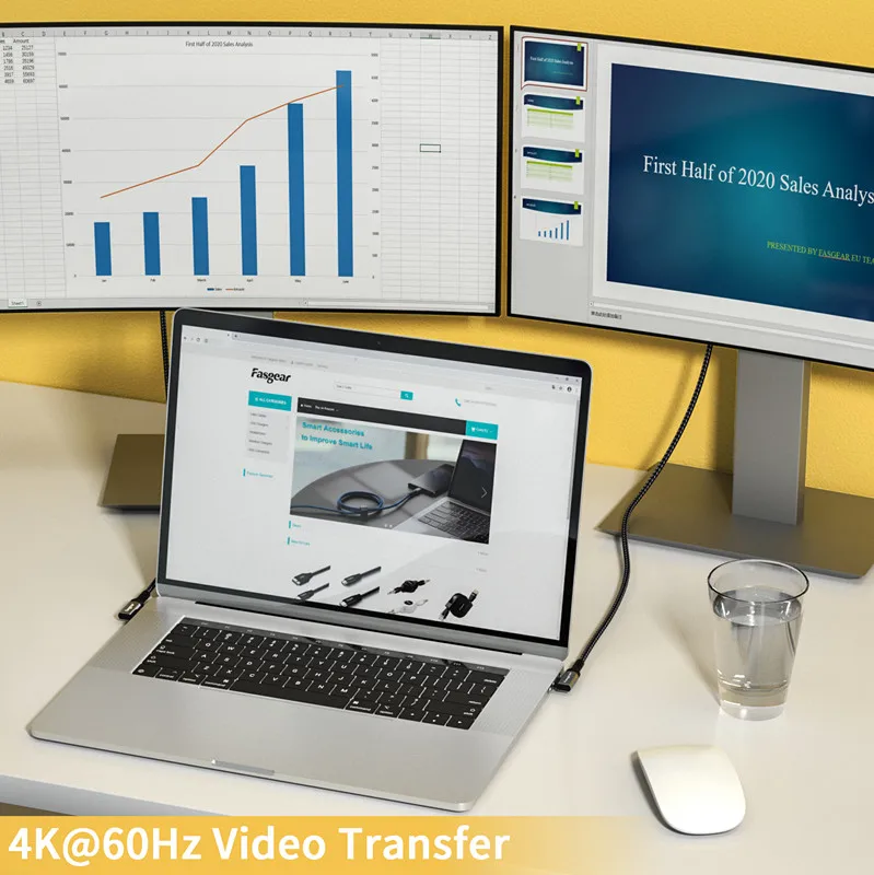 Fasgear PD 100W USB tipo C a USB C Cable para Samsung Galaxy S9 Xiaomi Huawei P40 Cable de cargador rápido para Macbook Laptop Cable USB