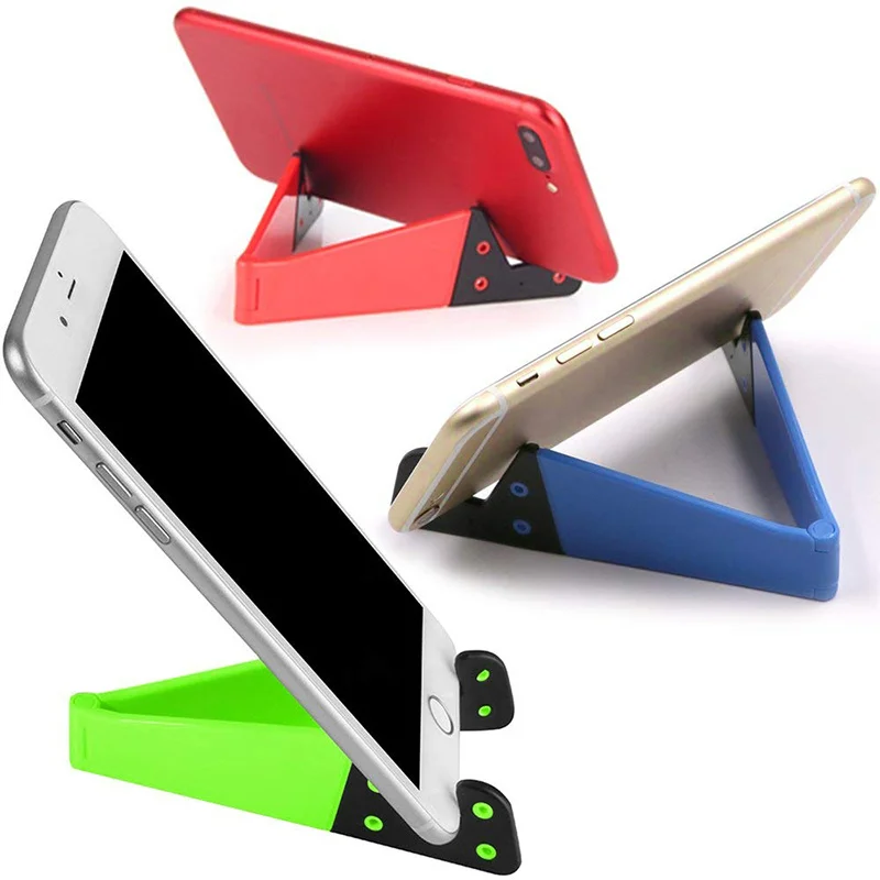 Portable Cell Phone Stand for Desk Foldable Pocket Travel Mobile Phone Holder Universal V Stand for Tablet and Smartphones