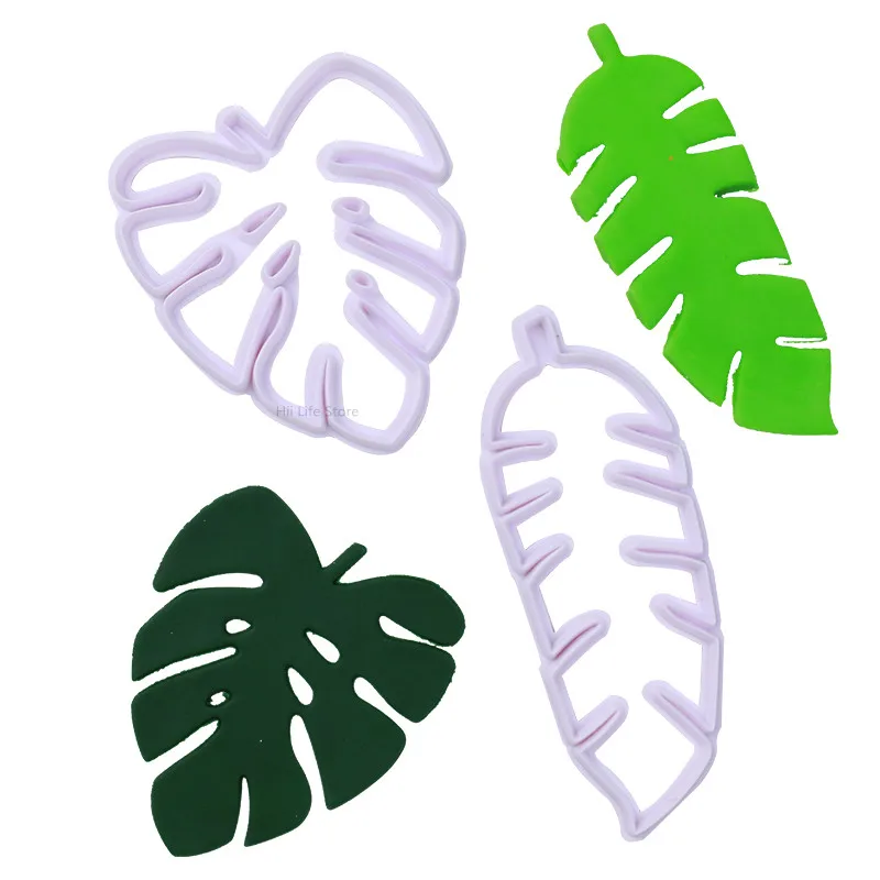 4pcs/set of Leaf Mold Clay Polymer Plant Leaf Printing Cutting Die DIY Ceramic Clay Sculpture Tropical Leaf Modeling Tool