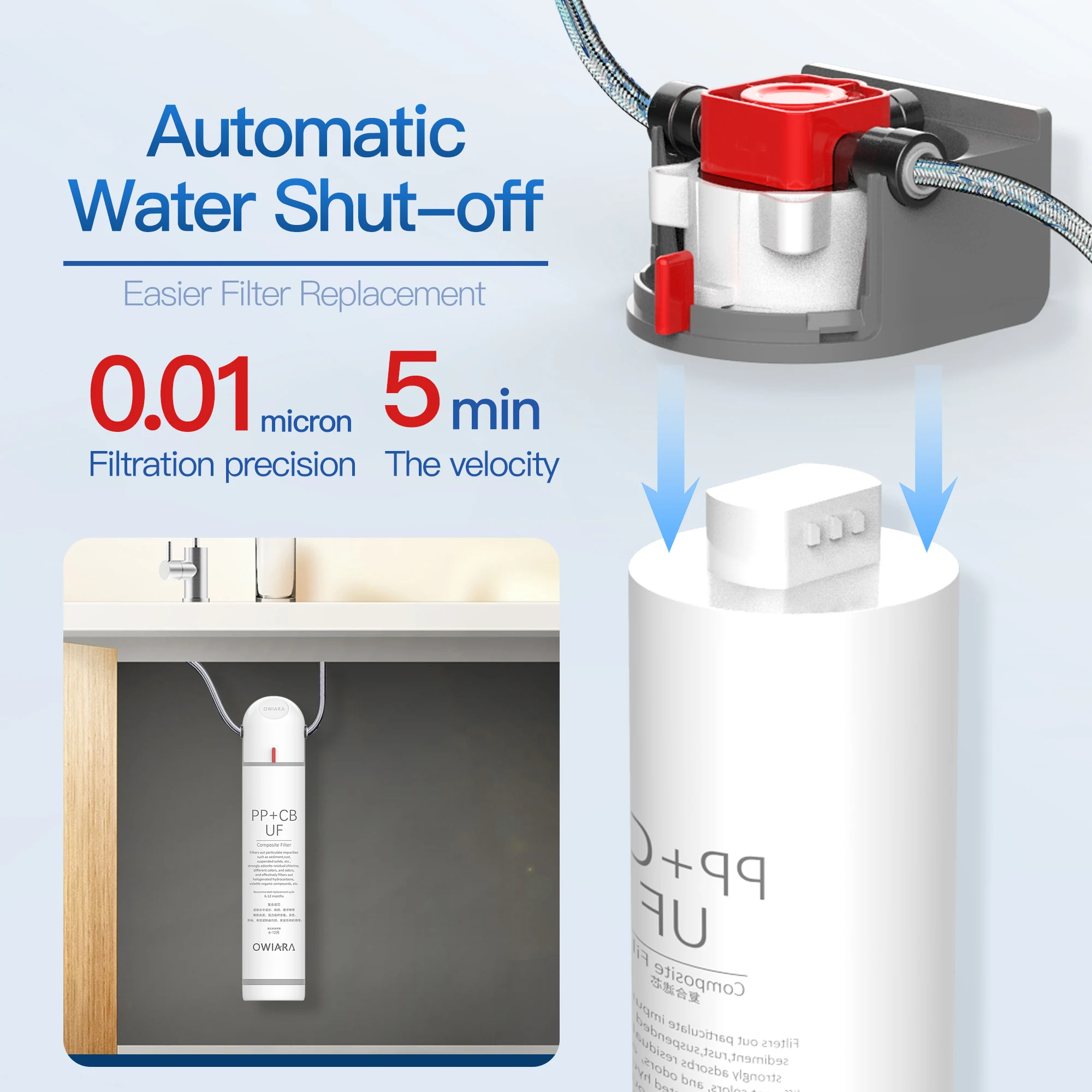 Owiara-家庭用浄水器,5l/min,飲料水,大量流量,浄水器