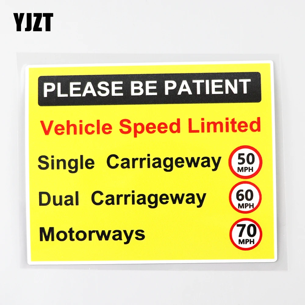 YJZT 13.7CM×11.1CM Speed Limited Commercial Vehicle Warning PVC Decal Car Sticker12C-0490