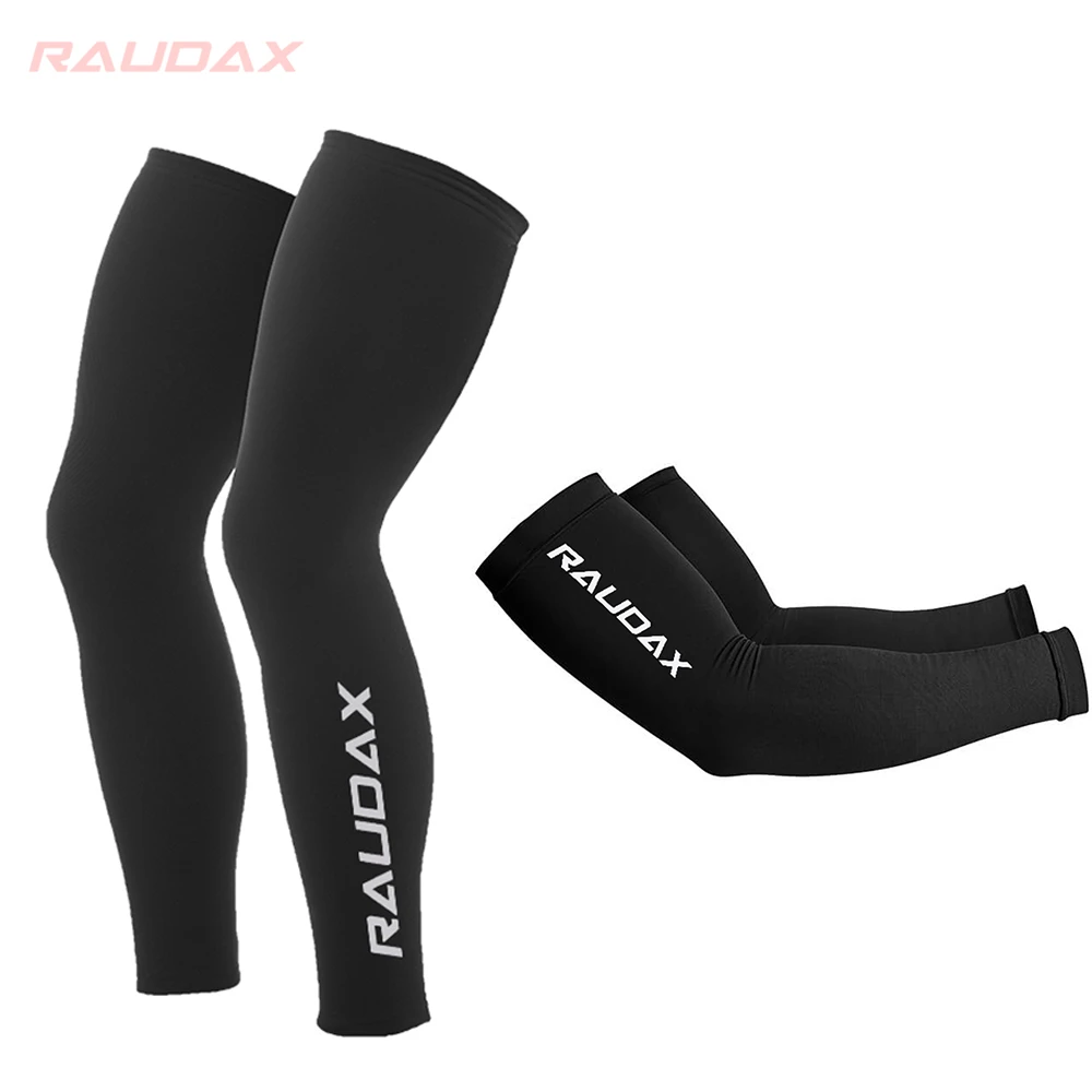 Raudax 2025, dunne stijl herfstbeenwarmers, zwarte UV-bescherming, ademende armwarmer voor fietsen, racefietsen, hardlopen