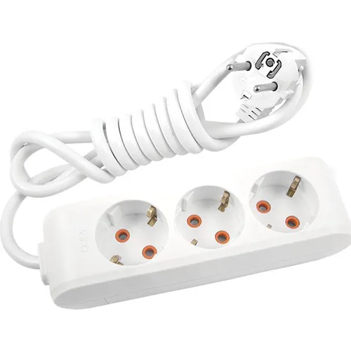 Viko Multi-Let Triple Socket Grounded Wired Child-Proof 3 Metre-White