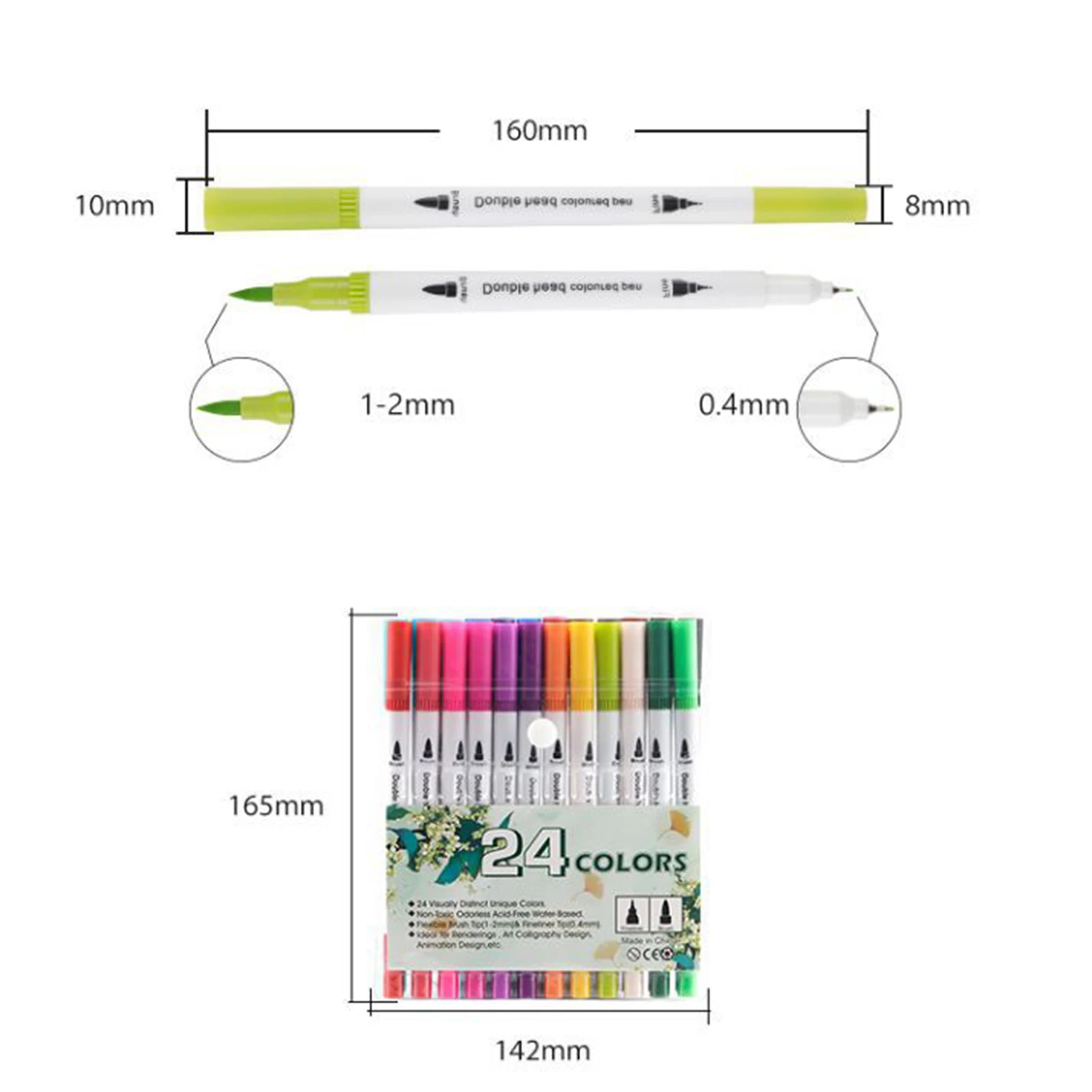 Kit de stylos aquarelle à Double tête, 12/24/36 couleurs, pointe d'aiguille douce, ensemble de stylos de peinture à base d'eau pour bricolage, stylo d'art artisanal, cadeau pour enfants